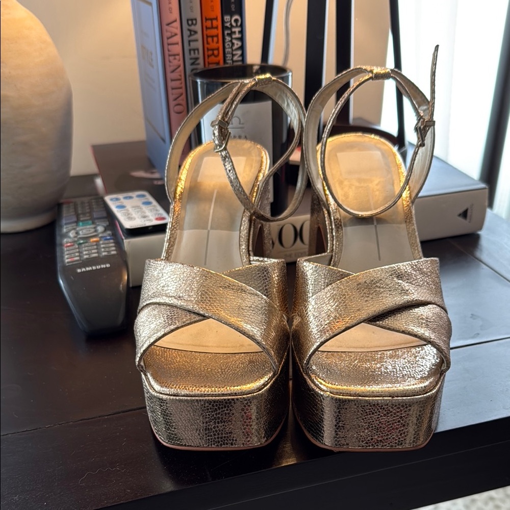 Dolce Vita Gold Platform Sandals